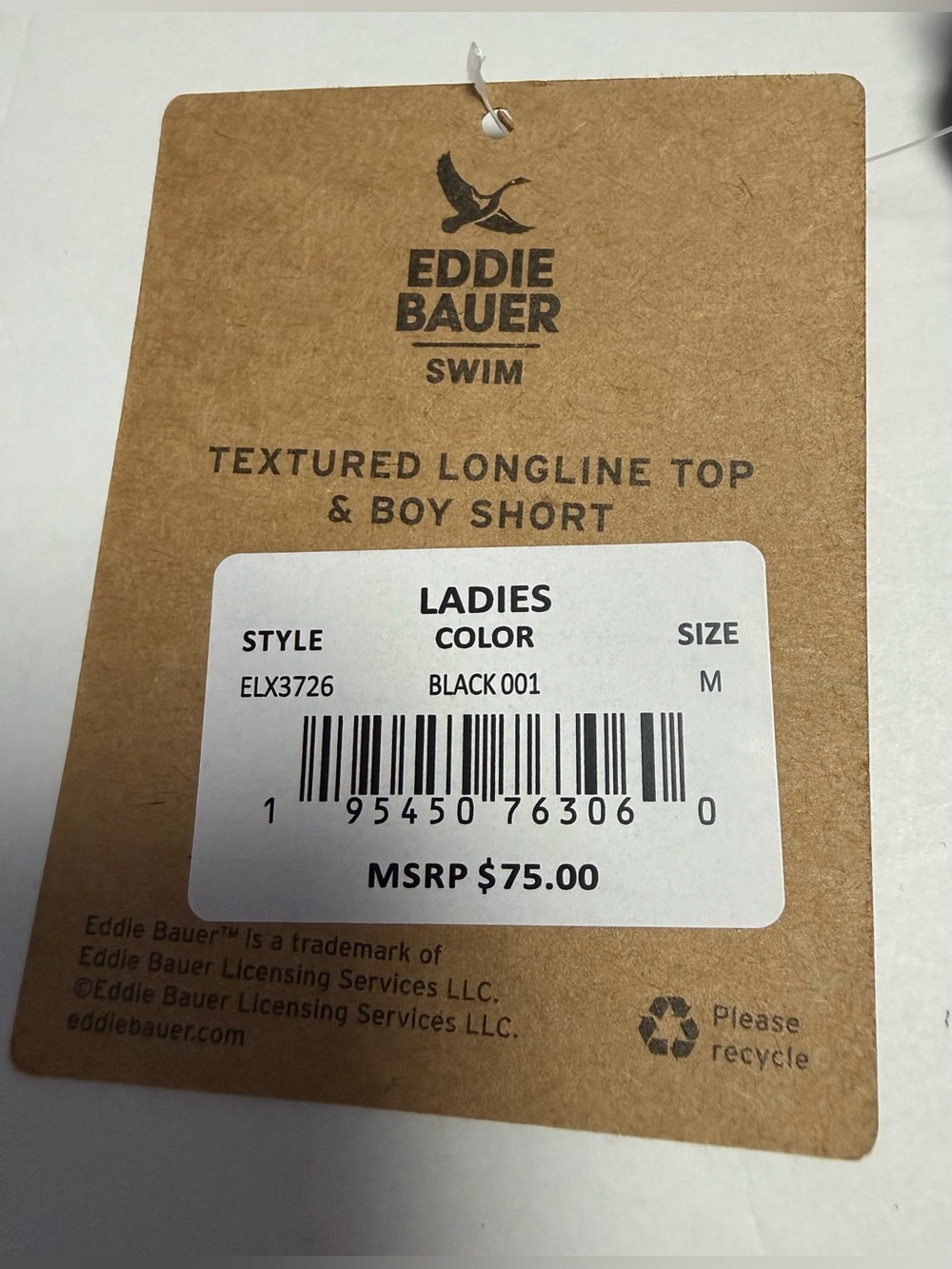 NWT Eddie Bauer Women’s Black textured High-Neck Swim Set - Top & Boyshorts M - Picture 9 of 16